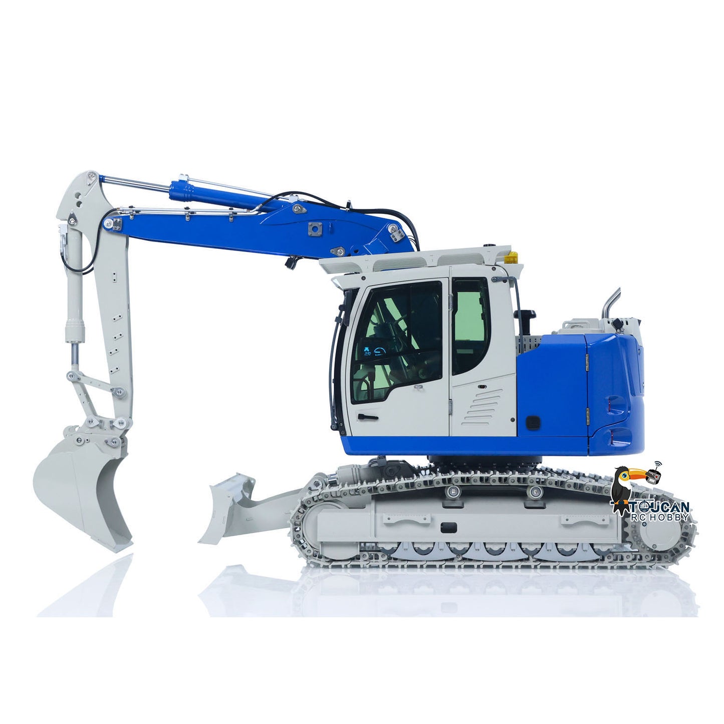 CNC Metal 1/14 RC Hydraulic Excavator CUT Model 914 5CH Valve 3 Arms Remote Control Digger Manual Quick Release Coupler