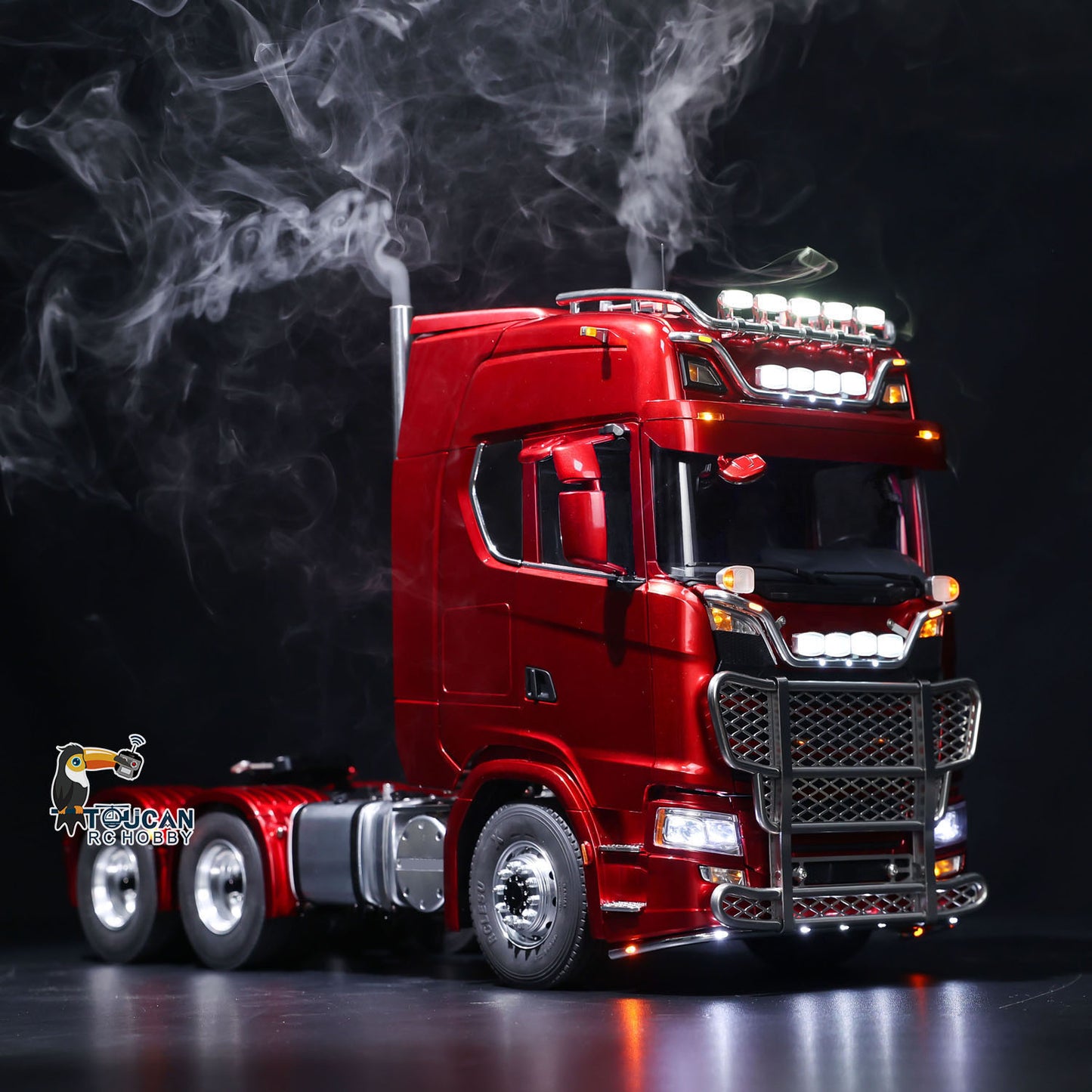 TOUCAN 1/14 Remote Control Tractor Truck 770S 6*6 Assembled and Painted Car Model Metal Chassis Light Sound Smoke Differential