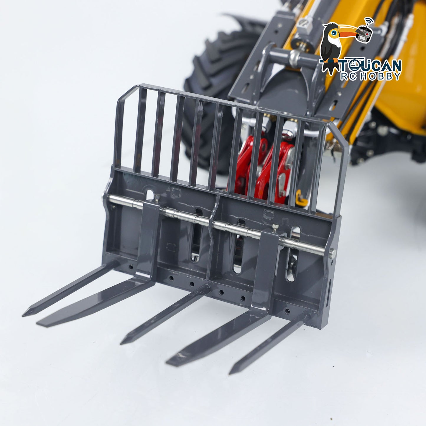 LESU AT1050 1/14 Hydraulic RC Fork Loader Painted Assembled Car Telescopic Arm Metal Sieve Shovel Rake Bucket Fork Gripper
