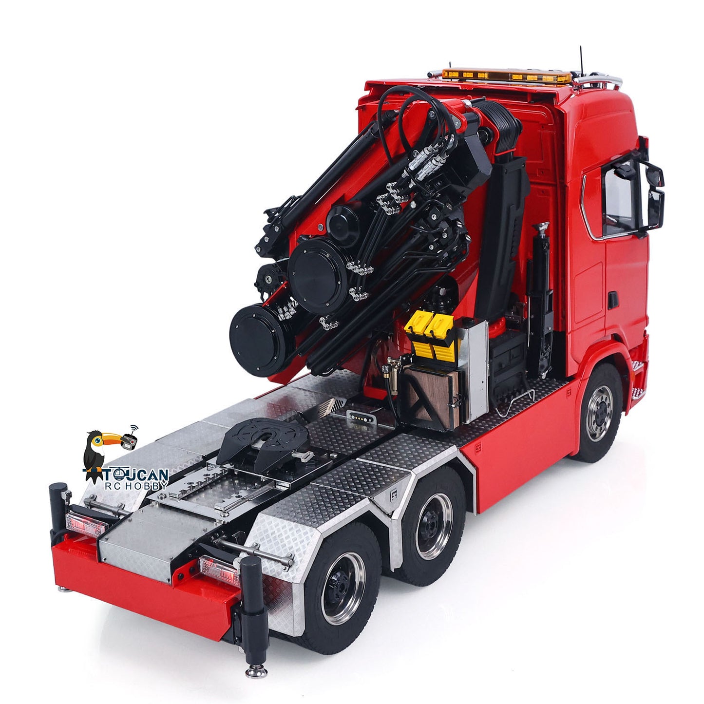 1/14 Remote Control Tractor Truck 7-way Valves Hydraulic Crane 6x6 RC Lorry Car 3Speed Gearbox Axle Locks Light Sound System