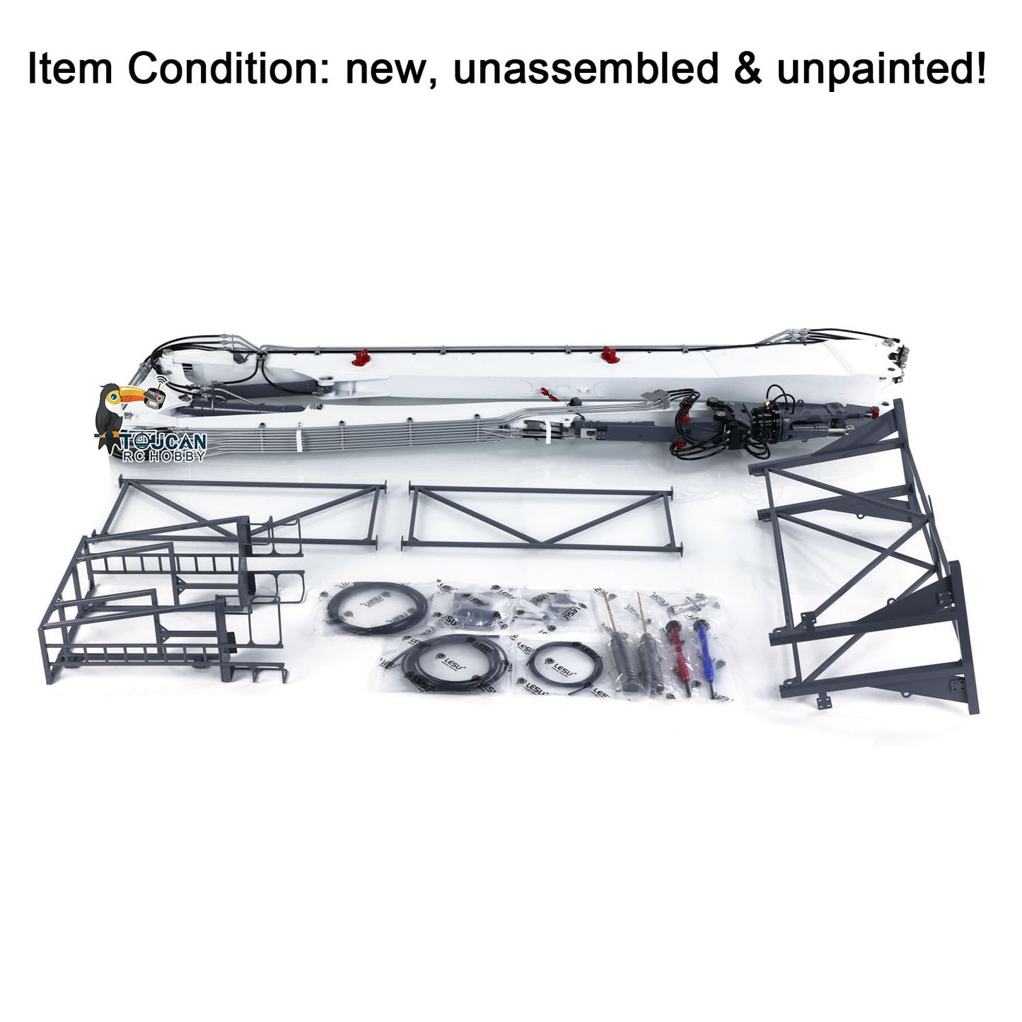 LESU Metal 1/14 RC Full Hydraulic Excavator LR960 KIT DIY Digger with Demolition or Digging Arm