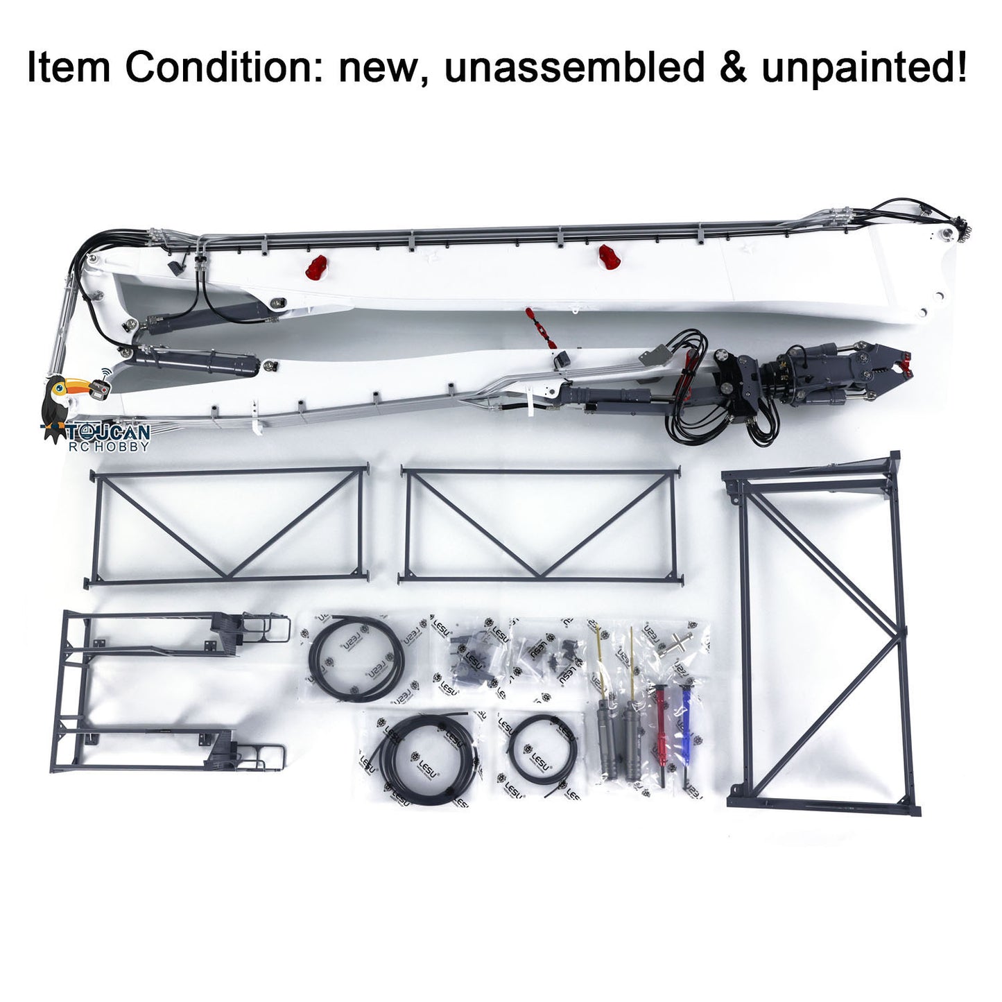 LESU Metal 1/14 RC Full Hydraulic Excavator LR960 KIT DIY Digger with Demolition or Digging Arm