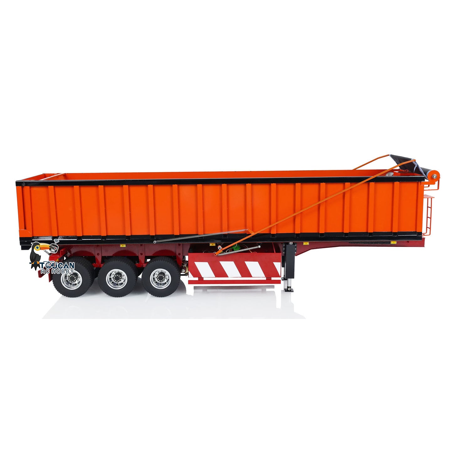1/14 Metal 3 Axles Hydraulic Dump Trailers with Electric Tarpaulin for RC Tractor Trucks Remote Control Excavator Model