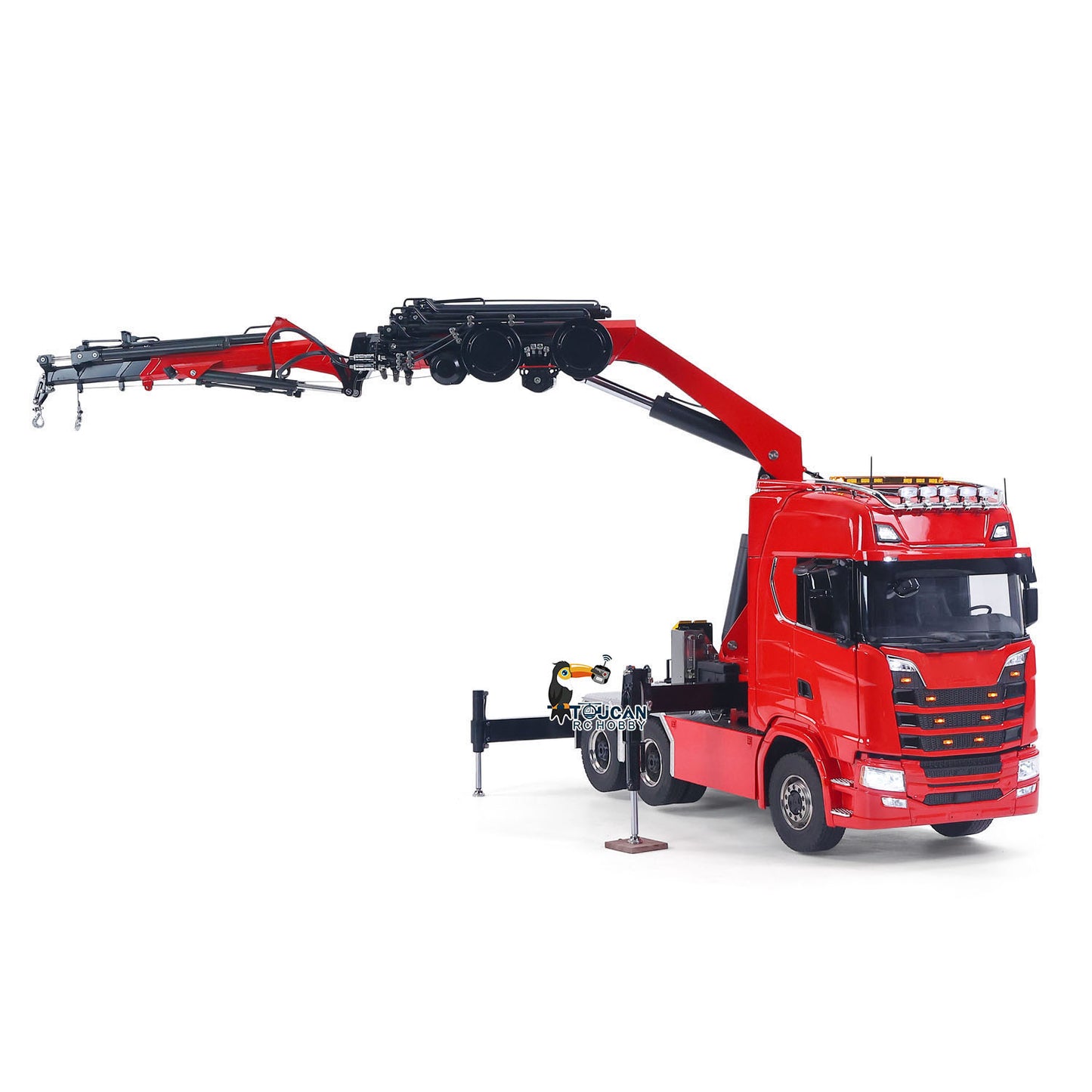 1/14 Remote Control Tractor Truck 7-way Valves Hydraulic Crane 6x6 RC Lorry Car 3Speed Gearbox Axle Locks Light Sound System