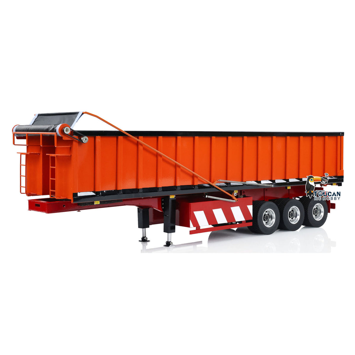 US Stock 1/14 Metal 3 Axles Hydraulic Dump Trailer Electric Awning for RC Tractor Trucks Engineering Vehicle Model Pump ESC