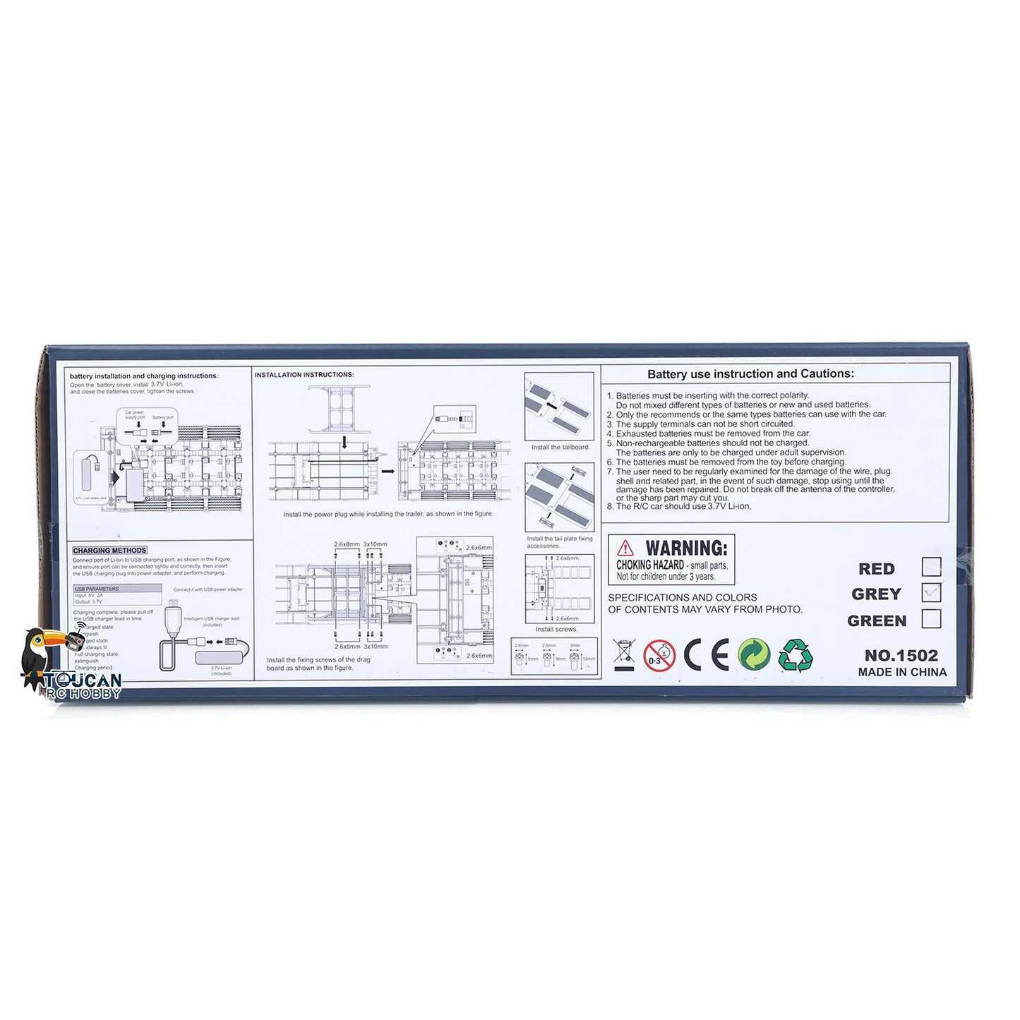 Fast Shipping 73.5CM Plastic Semi Trailer Flatbed 1502 for 1/18 Remote Control Tractor Truck HUINA 1501 Electronic Support Legs Tail Board