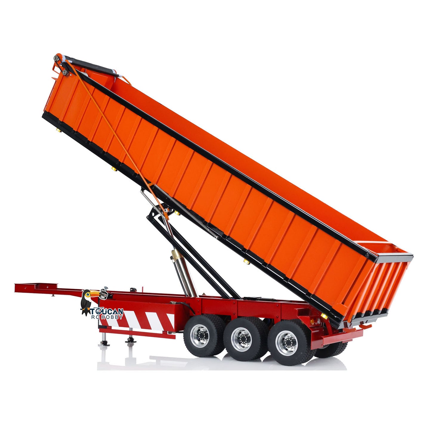1/14 Metal 3 Axles Hydraulic Dump Trailers with Electric Tarpaulin for RC Tractor Trucks Remote Control Excavator Model