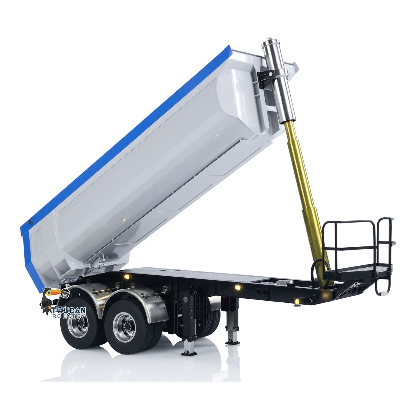 Customized LESU 1/14 RC Metal Hydraulic Dump Trailer For Tractor Truck DIY Lorry Car Simulation Vehicle Model Electric Legs Assembled Painted