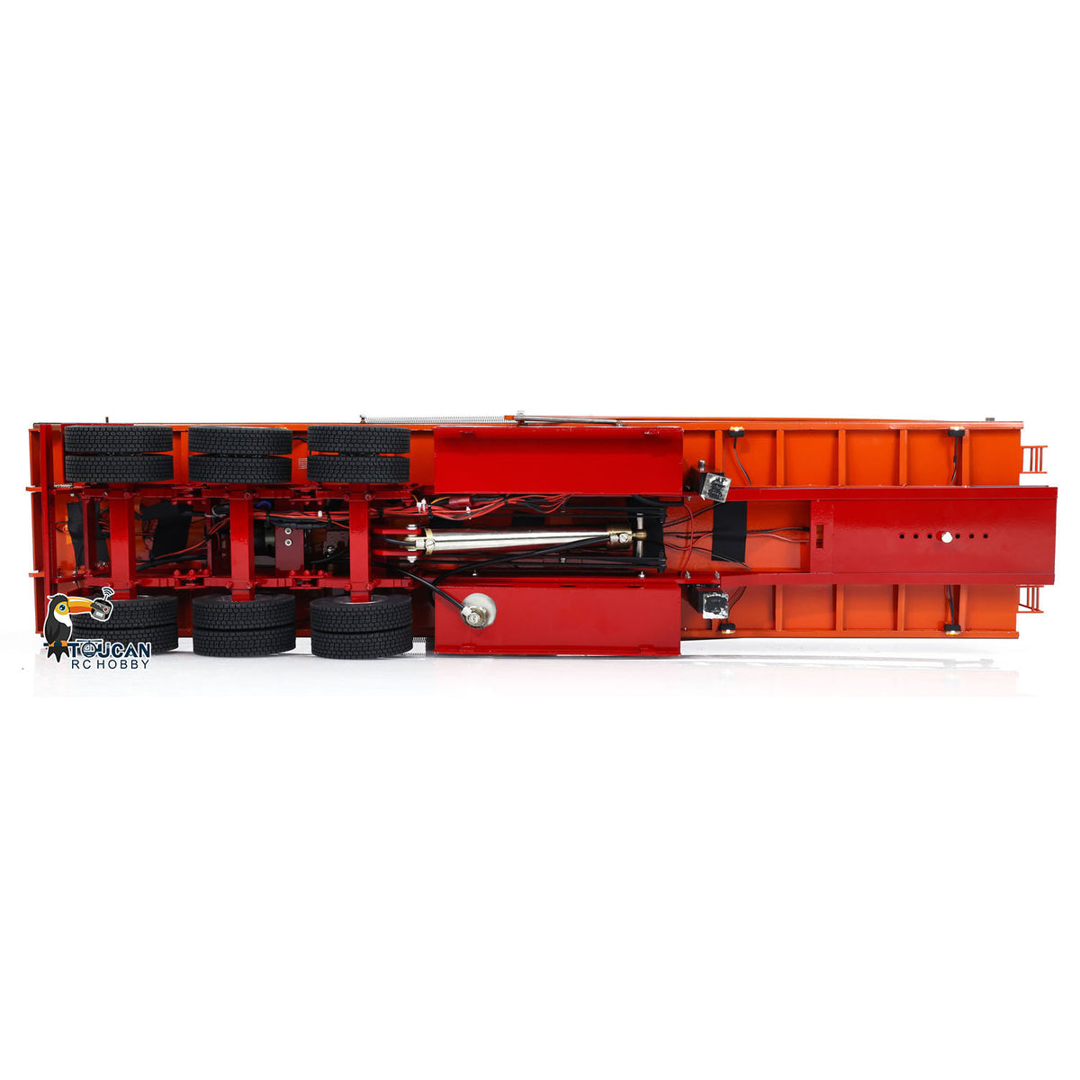 US Stock 1/14 Metal 3 Axles Hydraulic Dump Trailer Electric Awning for RC Tractor Trucks Engineering Vehicle Model Pump ESC
