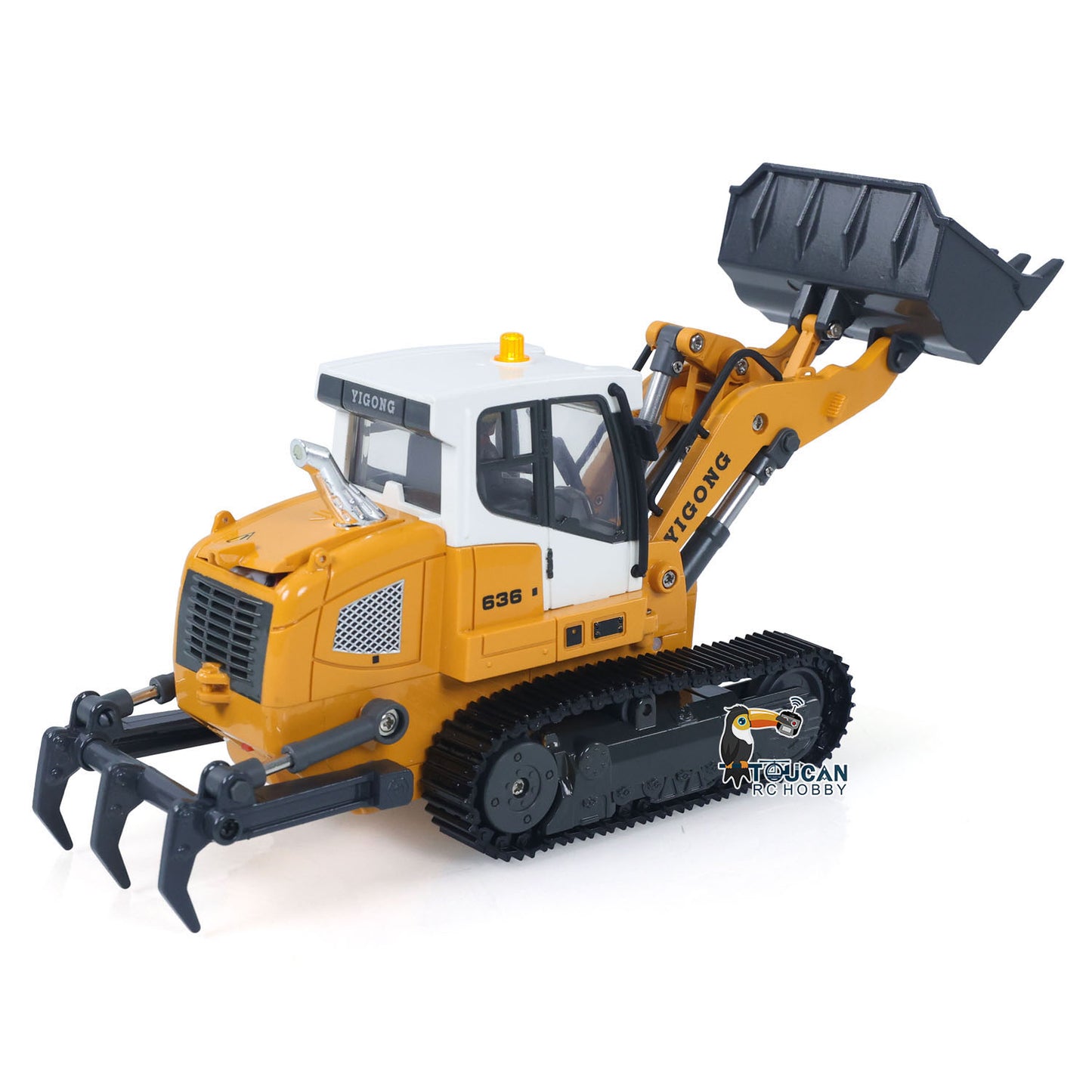 Fast Shipping LR636 1/50 RC Tracked Loader Electric Lifting Radio Control Model Vehicle Metal Openable Bucket Tracks Ripper Soil Loosening Hook
