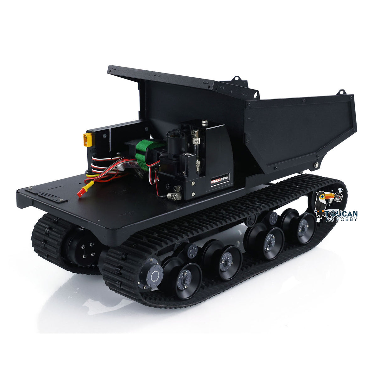 US Stock 1/14 RC Hydraulic Crawler Dump Truck T14R Metal Tracked Tipper RTR Construction Machine Flysky ST8 Radio Light Battery
