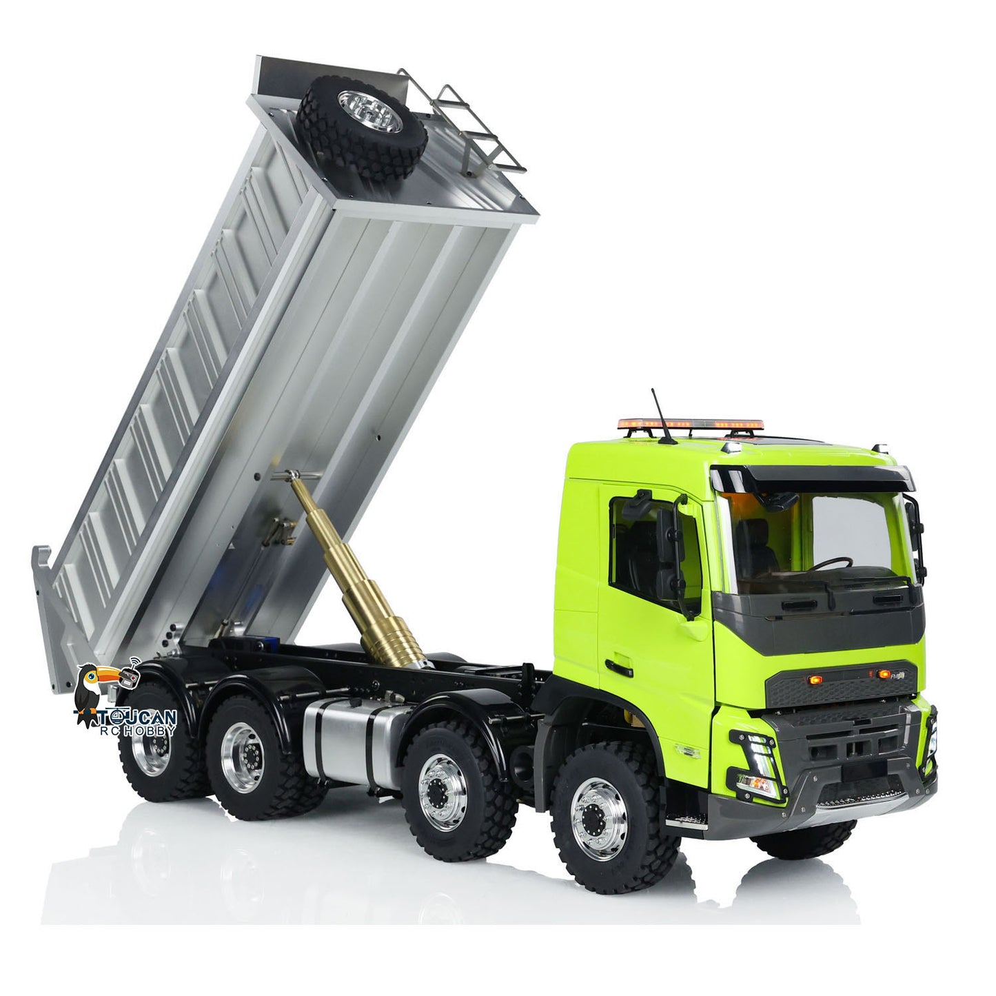 LESU 1/14 RTR RC Hydraulic Dump Truck FMX Cabin 8X8 Metal Chassis Dumper Assembled and Painted Light Sound System FS I6S