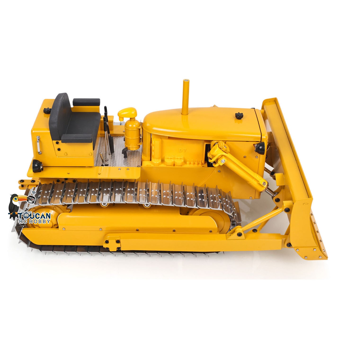 Metal 1/14 RC Hydraulic Bulldozer D7 Remote Control Dozer Model Engineering Vehicle Flysky Radio Light Sound System Battery