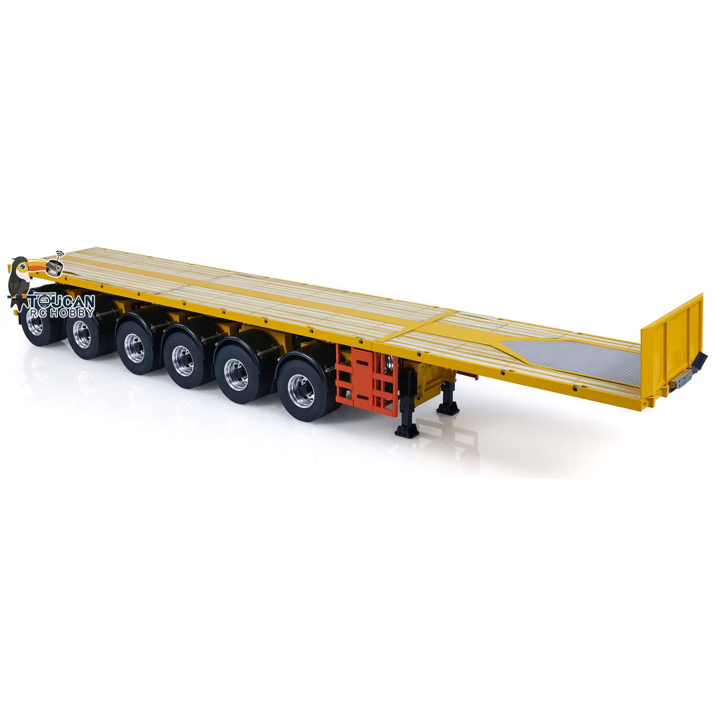 NOOXION Metal 1/14 6-axle Flat Trailer for RC Tractor Truck Remote Controlled Cars DIY Model 1138x186x205mm Servo