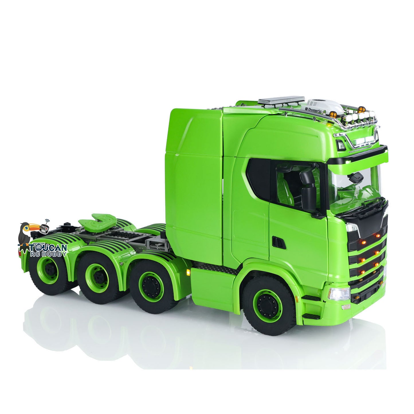 8x8 Metal Chassis 1/14 RC Tractor Truck 770S Remote Control Lorry ST8 Radio Battery RTR Warning Lights Spotlight Magnetic Roof