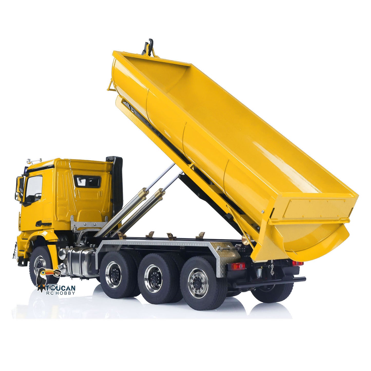 Metal 1/14 RC Hydraulic Dump Truck 8*8 3Speed Radio Controlled Roll Off Tipper 3363 Rear Axle Steering Light & Sound System