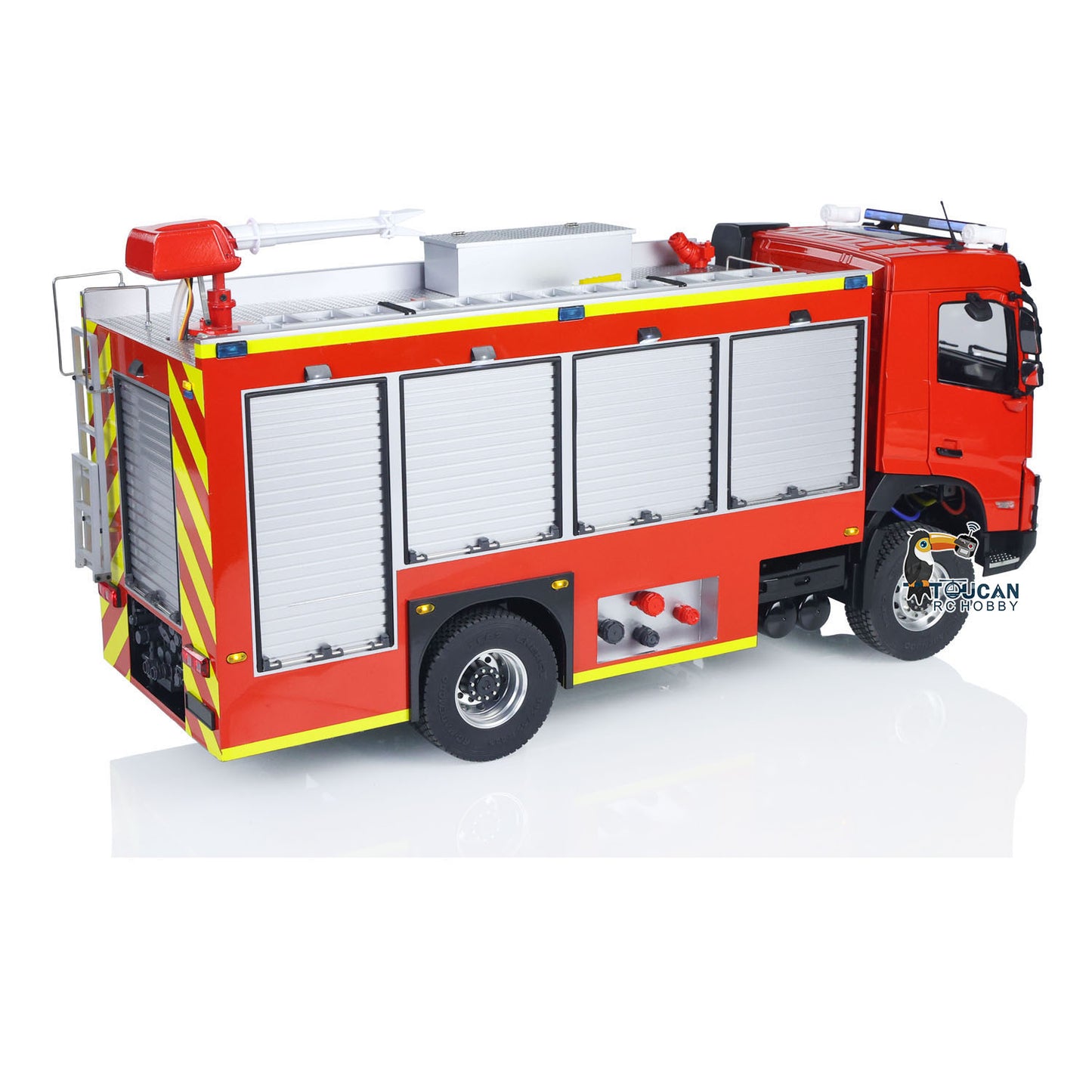1/14 RC Fire Fighting Truck RTR Radio Controlled Car Model FMX AWD 2Speed Metal Gerabox Axles Water Spraying Electric Vehicle