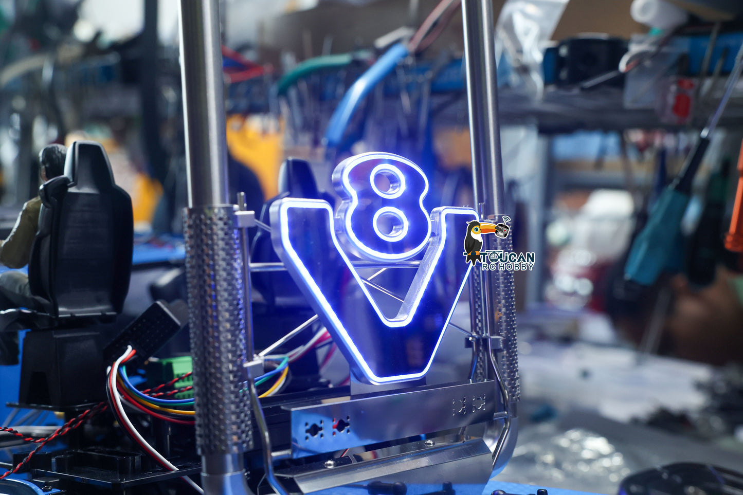 Metal Exhaust Pipe W/LED Light Controller For DIY TAMIYA 1/14 Remote Control Tractor Truck 56368 56379 Model Upgrade Part