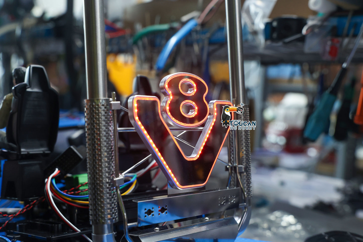 Metal Exhaust Pipe W/LED Light Controller For DIY TAMIYA 1/14 Remote Control Tractor Truck 56368 56379 Model Upgrade Part