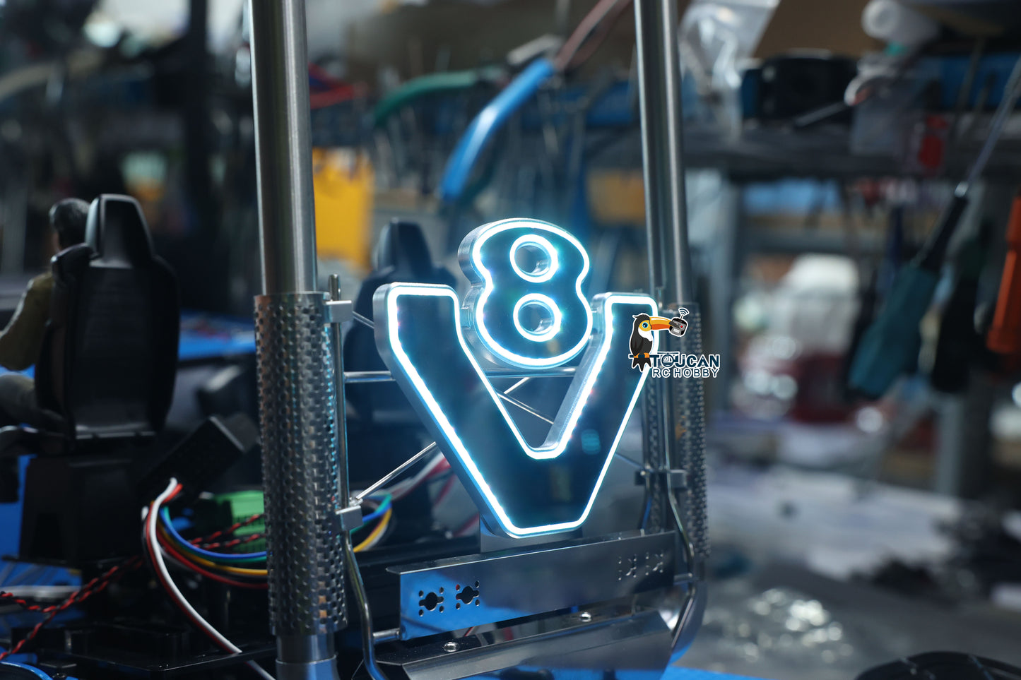 Metal Exhaust Pipe W/LED Light Controller For DIY TAMIYA 1/14 Remote Control Tractor Truck 56368 56379 Model Upgrade Part