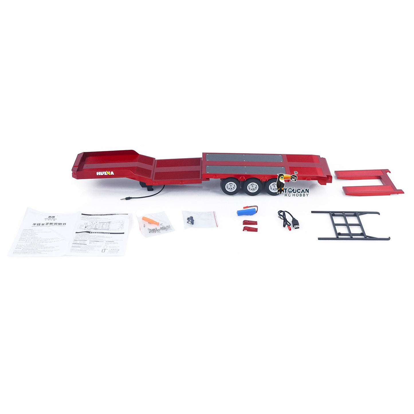 US STOCK 3 Axle Plastic Semi Trailer Flatbed 1502 for 1/18 Remote Control Tractor Truck HUINA 1501 RC Lorry Car Model Upgrade Parts