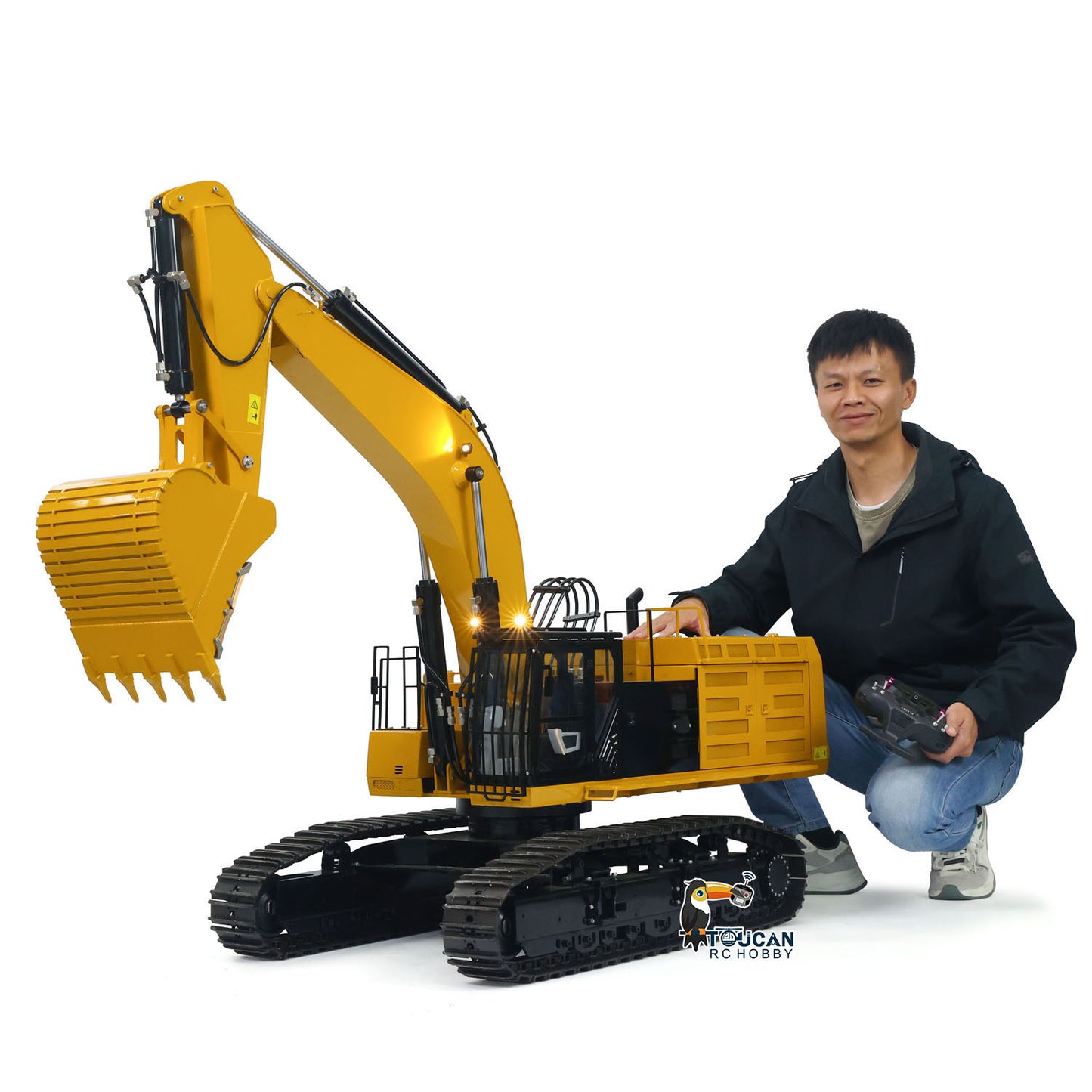 In Stock 150KG! Metal 1/8 390F RC Hydraulic Excavator Digger Shear Scissor Grab Bucket Ripper Quick Released Coupler