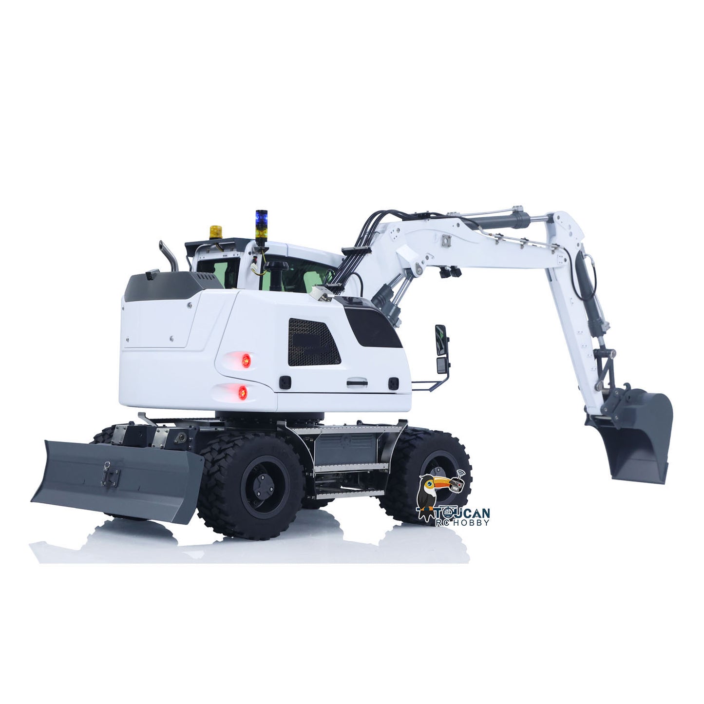 1/14 Remote Control Hydraulic Wheeled Excavator 7-ways Valve RC Digger 2WD/4WD Engineering Vehicle RTR Axle Lock PL18EV Lite