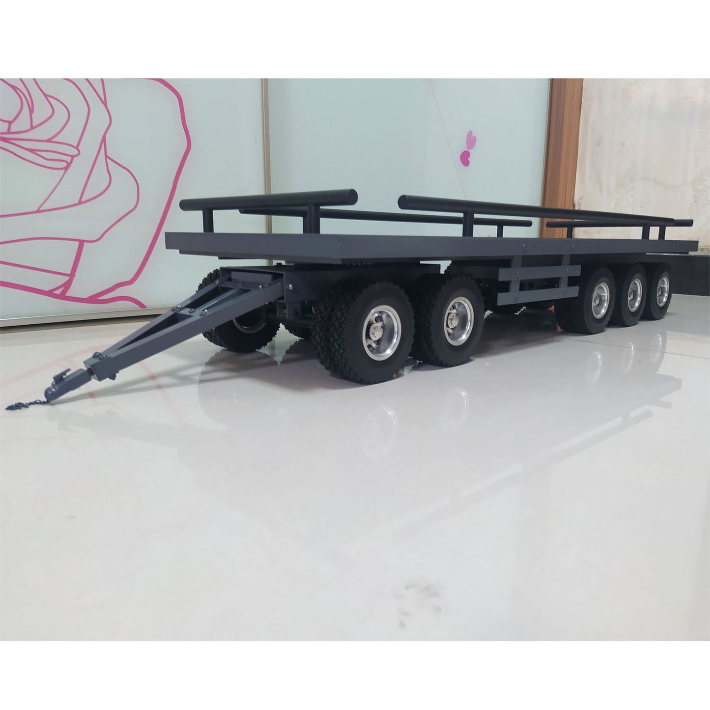 Metal 5 Axles Trailer for Scale 1/14 RC Hydraulic Dumper Radio Controlled Truck Tipper Tractor Lorry Eletric Car Model TAMIYA LESU