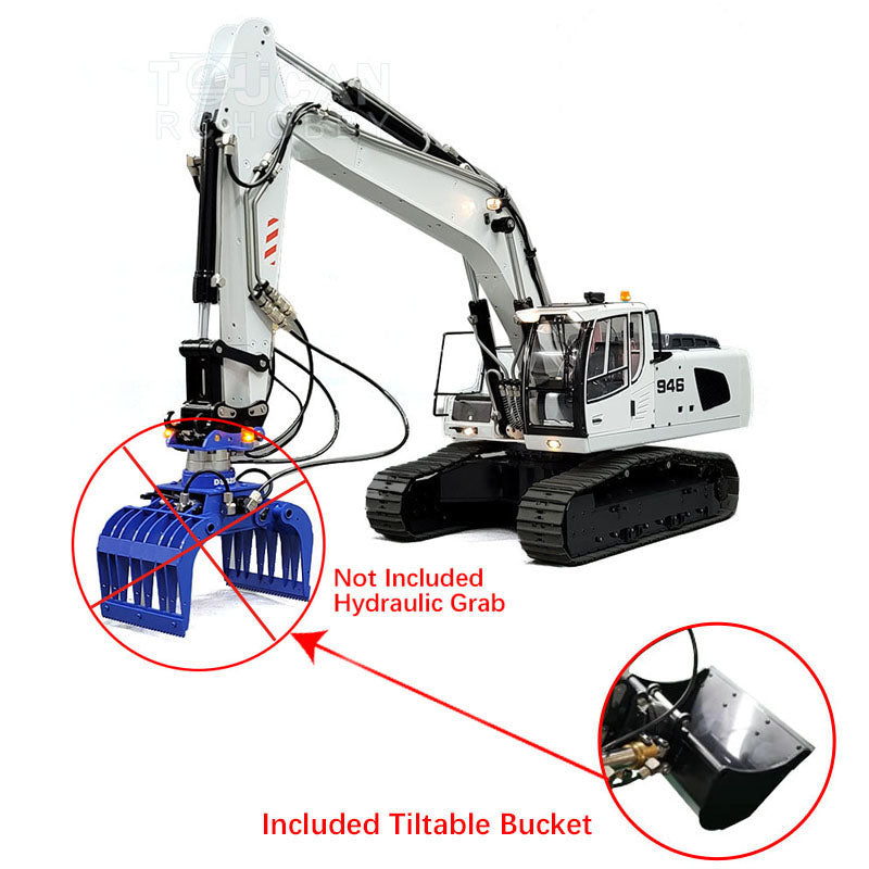 1/14 946 Tracked Hydraulic RC Excavator 9CH Radio Controlled Hydraulic System Good Quality Cylinder Valve Pump Almost Ready to Run