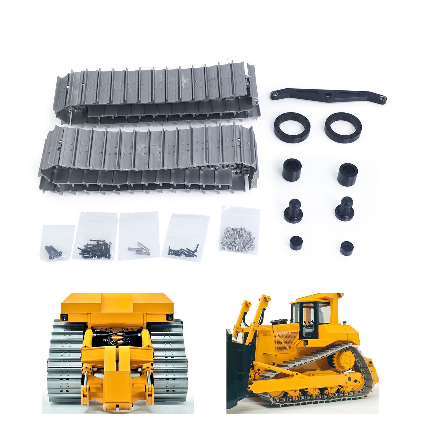 Full Metal Tracks for 1/14 Radio Control Hydraulic Bulldozer JDM-98 RC Engineering Vehicles DIY Model Optional Upgraded Part
