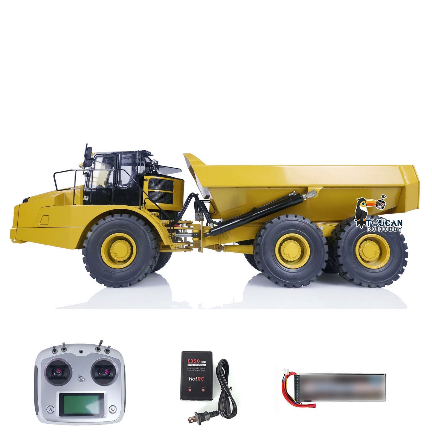 1/14 DIM 745D 745D 6*6 Metal Hydraulic RC Articulated Truck Ready To Run Light Sound Interior Trim of Cab Remote Control Battery