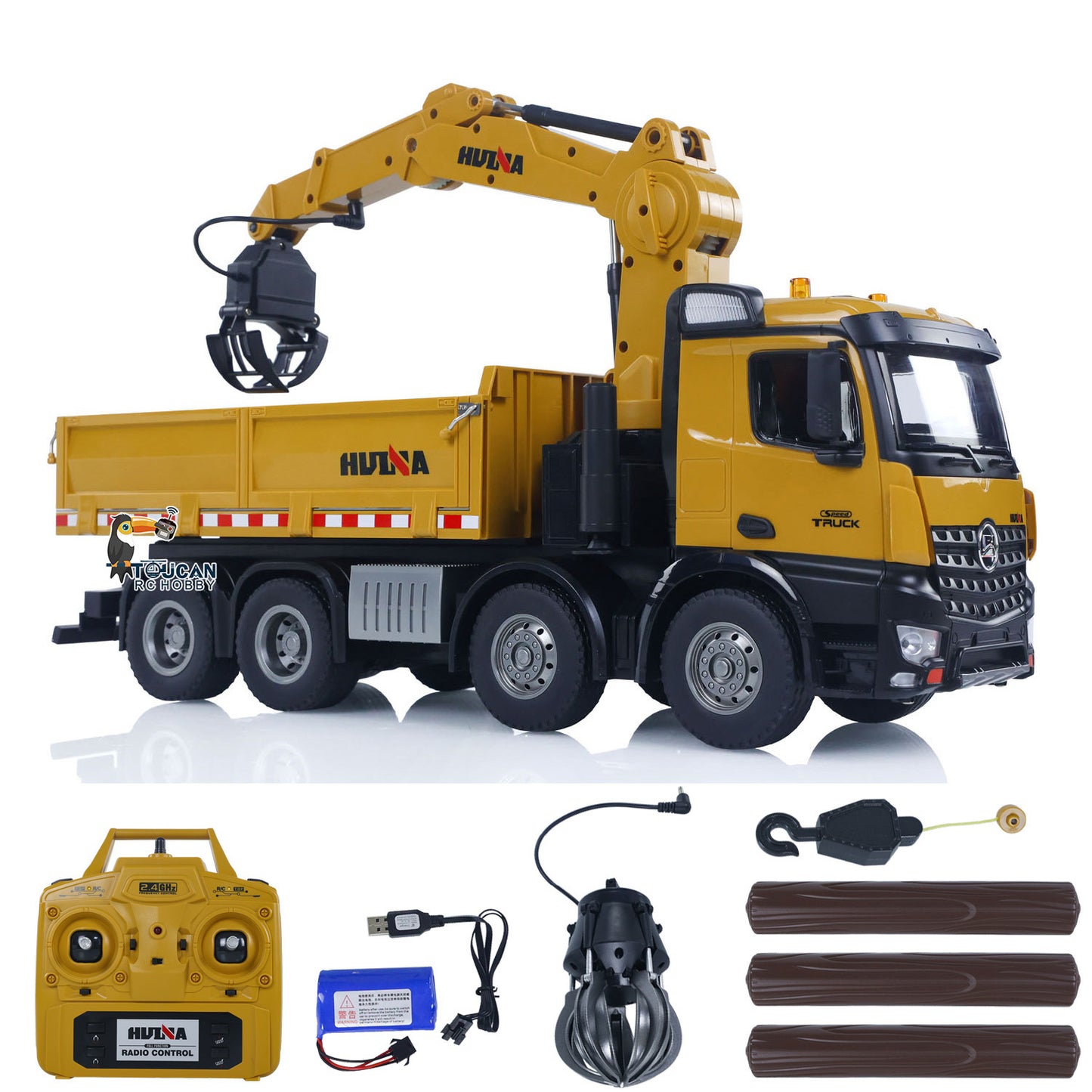 US STOCK HUINA 1538 1/14 RC Timber Grab Truck Dumper Remote Control Model Toy Vehicles 2.4G Radio Battery