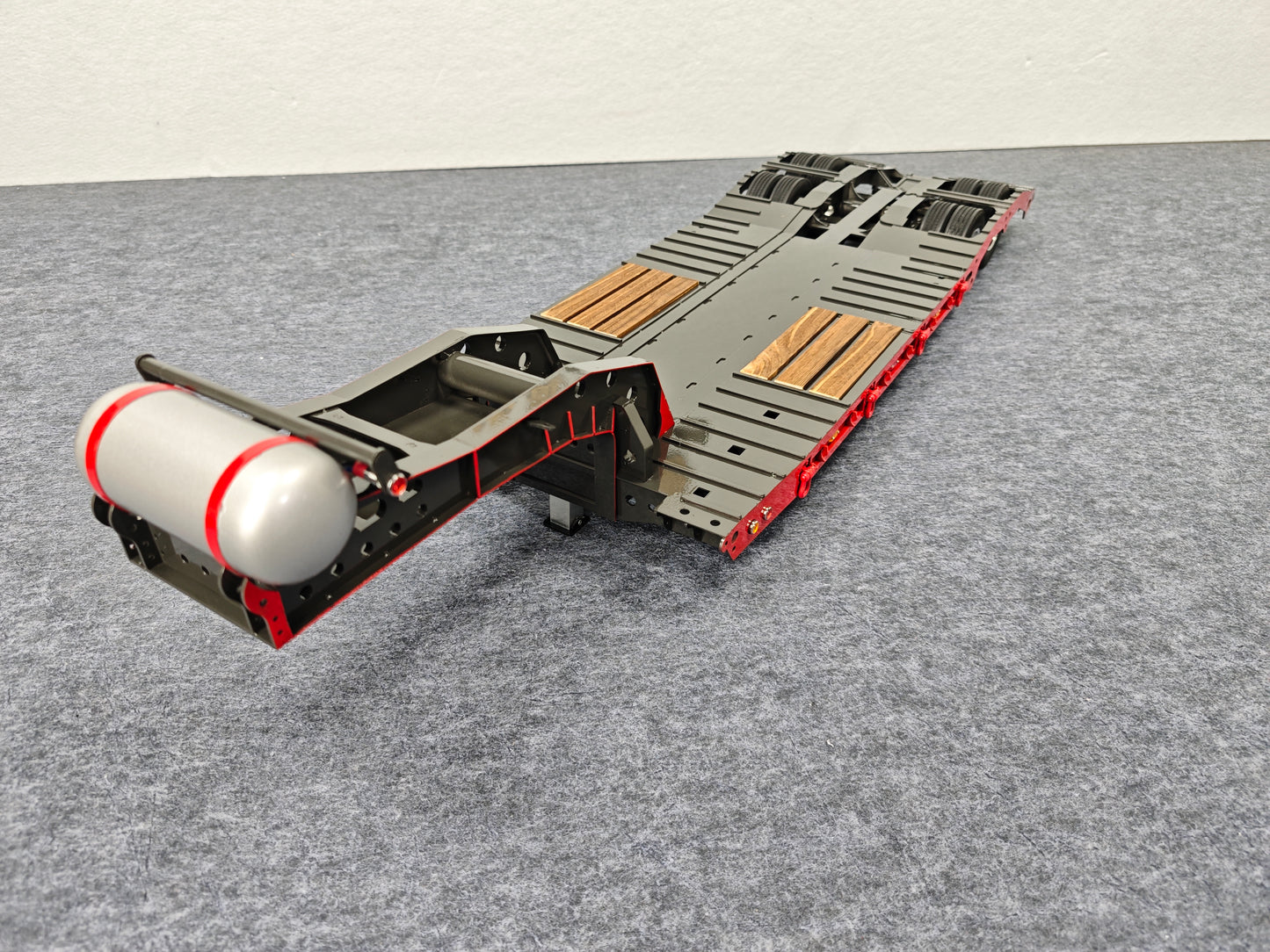 1/14 2 Axles Metal Heavy Lowboy Trailer For TAMIYA LESU RC Tractor Truck Radio Controlled Lorry Excavator Loader Light System