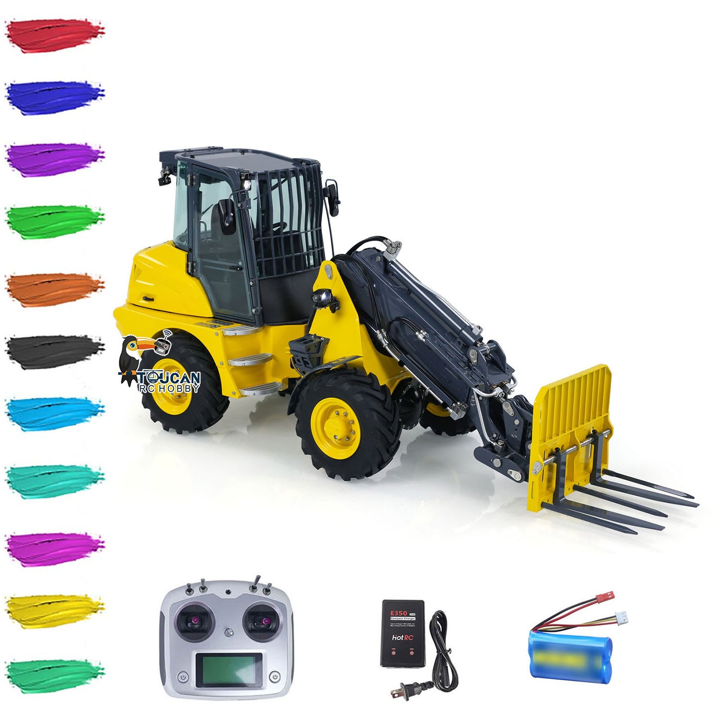 In Stock LESU RTR 1/14 Hydraulic RC Telescopic Arm Car Metal Loader AT1050 Forklift Truck