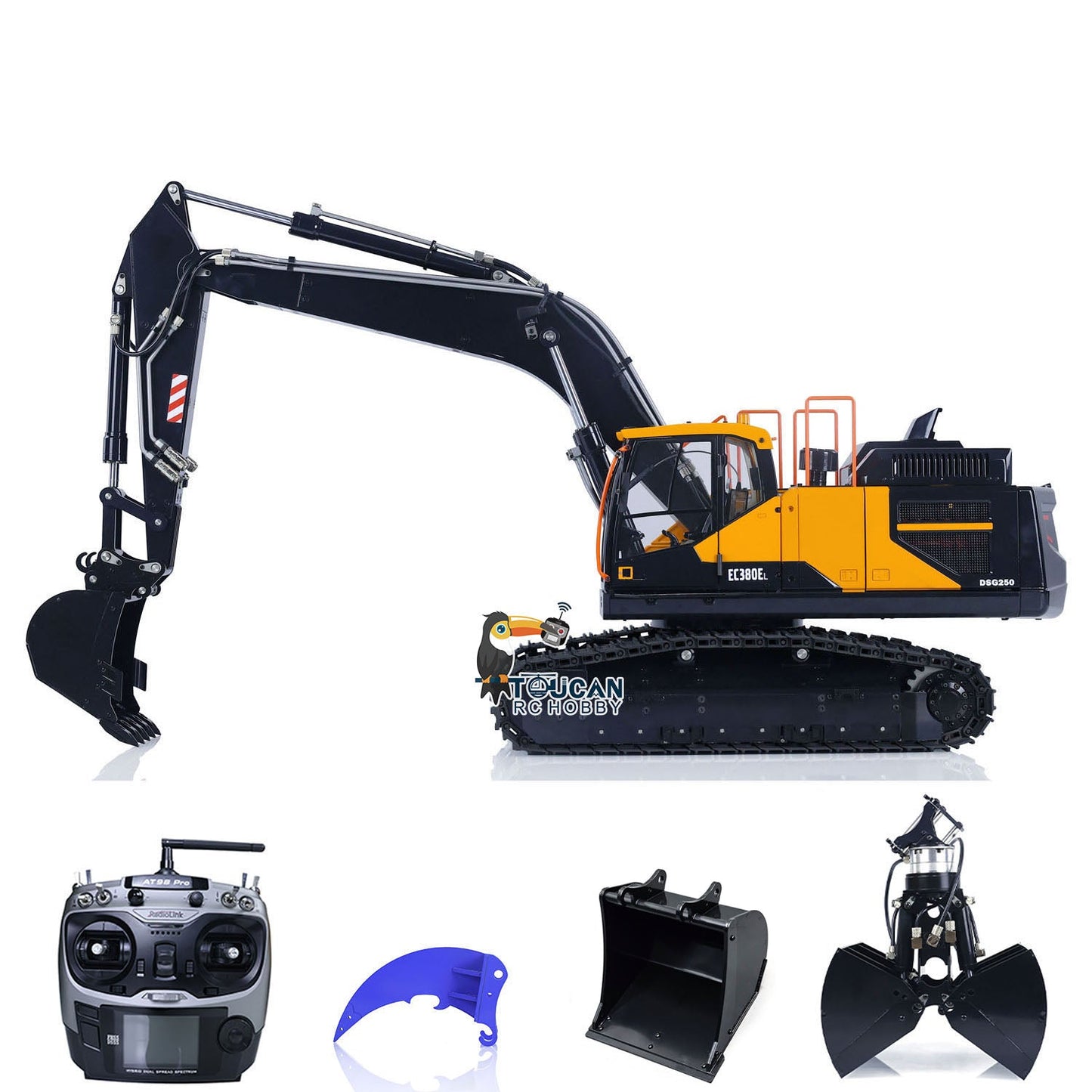 MTModel 1/14 2 Arms Metal EC380 RC Diggers Remote Control Hydraulic Excavator Assembled and Painted Vehicle Car Model Heavy Machine