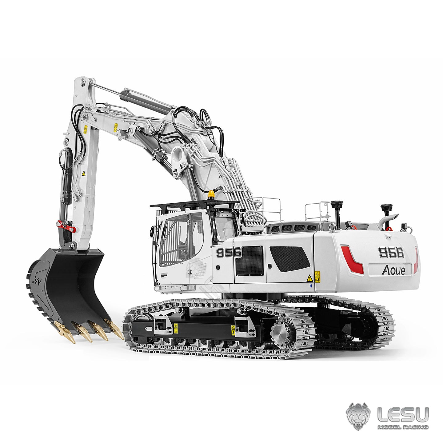 Almost Full Metal LESU 1/14 RC Hydraulic Excavator LR956 Remote Control 3 Arms Digger Model PNP Dual Pump System 4+3CH Valve Light Assembled