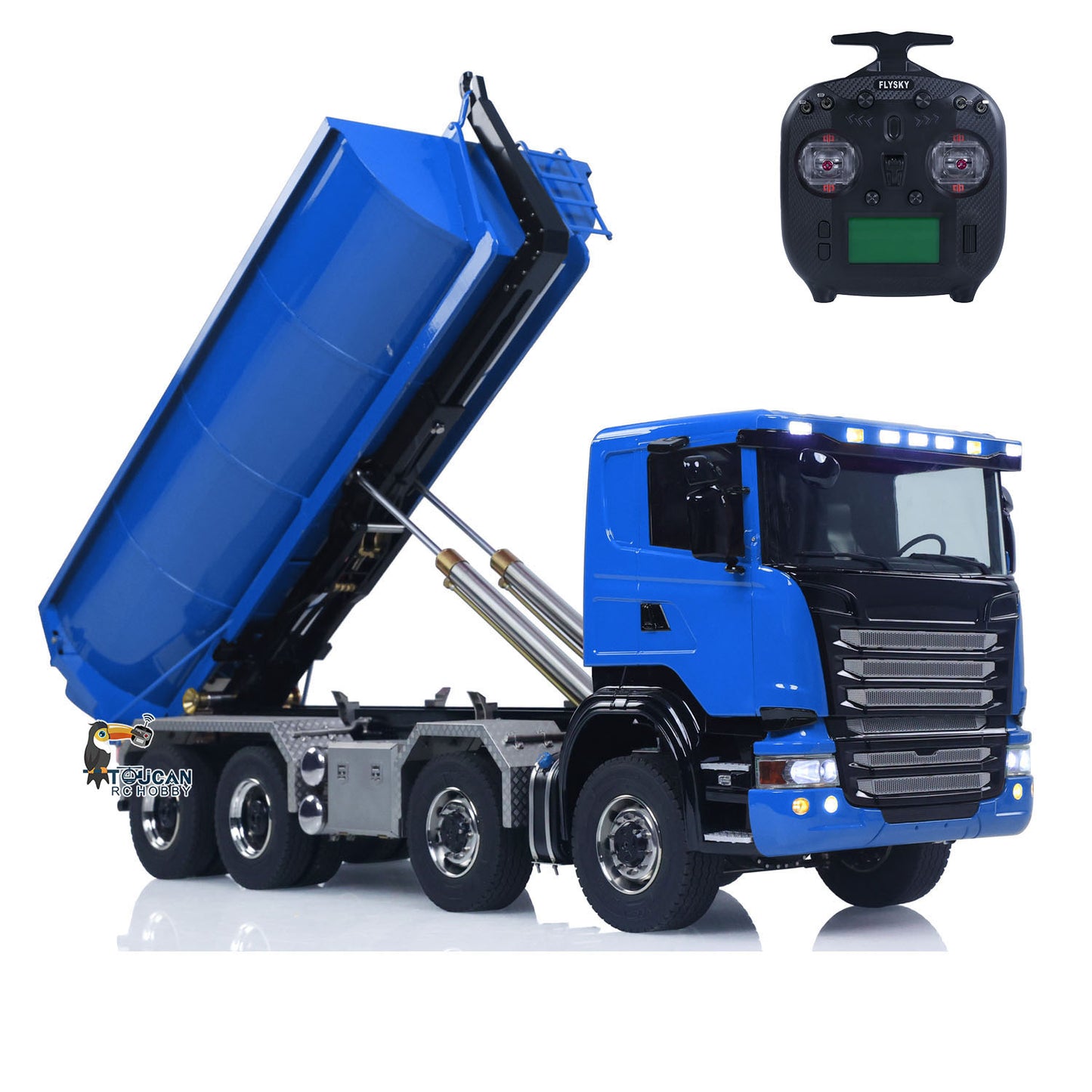 1/14 Hydraulic RC Roll On Off Dump Truck 8x8 3Speed Gearbox Remote Control Full Tipper SC 770S Axle Locks Metal Shafts