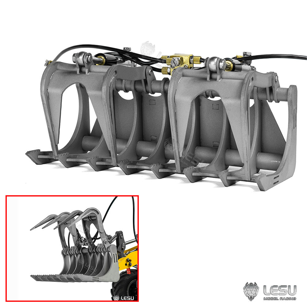 LESU 1/14 AT1050 RC Hydraulic Fork Radio Controlled Loader Telescopic Arm Car Kits Metal Shovel Rake Sieve Bucket Gripper Fork