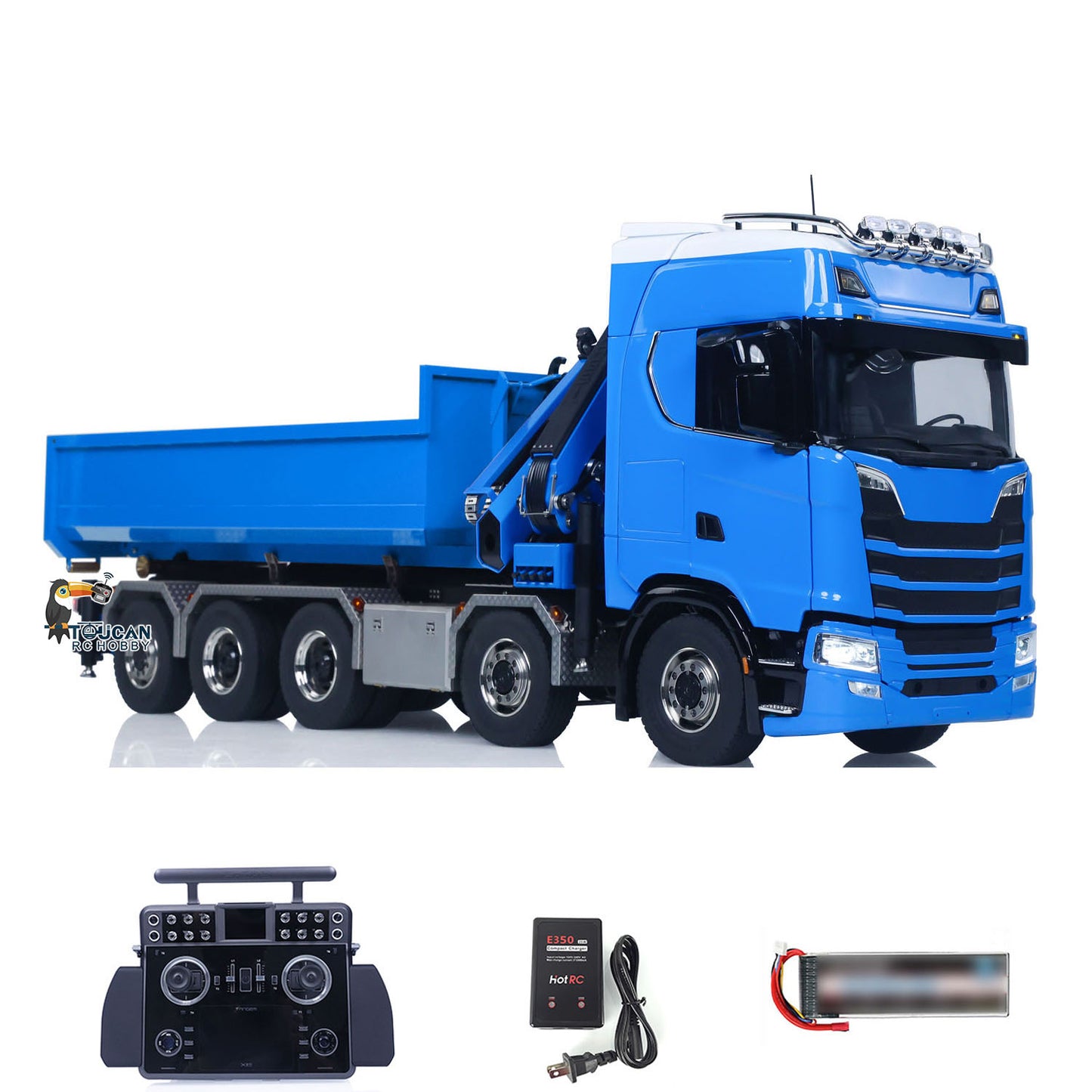 SA770S Metal 1/14 RC Hydraulic Crane Dump Truck 10X10 Radio Controlled Full Dumper Car Frsky XE Lite Light Sound Painted Model