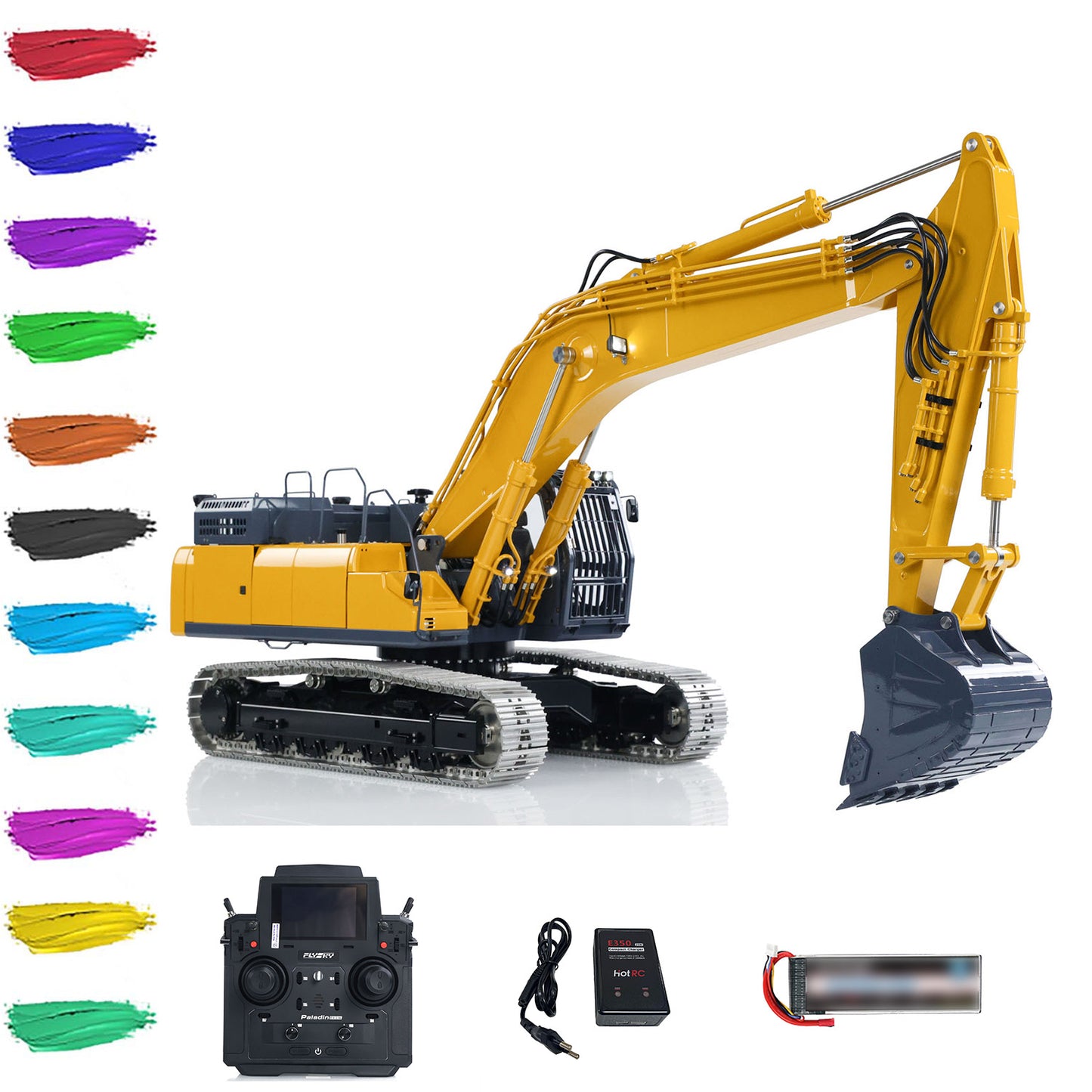 LESU 1/14 RC Metal Hydraulic Excavator SK500 RTR Remote Control Digger Model 6CH Valve 3MAP Pump Relief Valve PL18EV Lite Radio