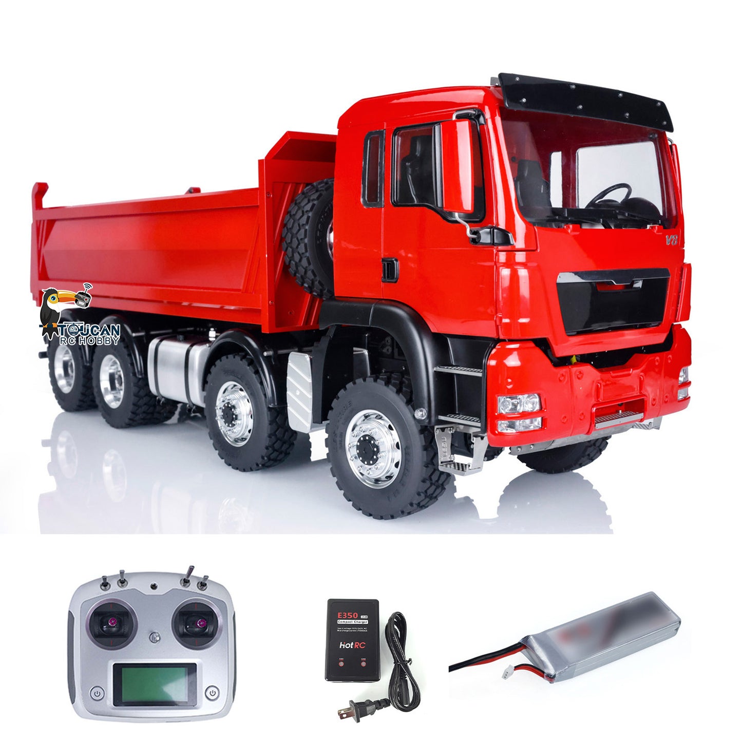 LESU 8x8 1/14 RC Hydraulic Lifting Dumper Truck Model Radio Control Painted Car 540 Power Motor 2-speed High Torque Transmission