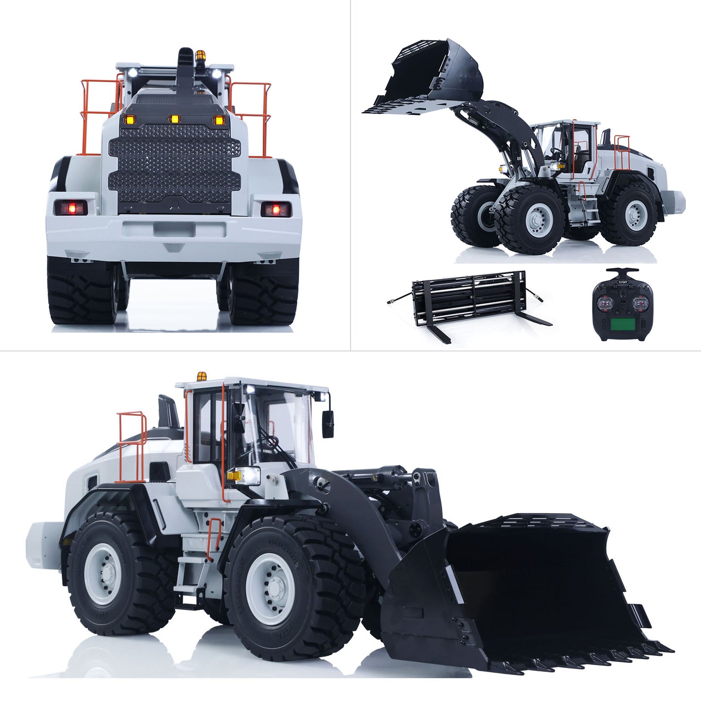 MTRC Metal 1/14 RC Hydraulic Loader E260L 5CH Valves Remote Control Engineering Vehicles Axle Locks Quick Coupler Lights Sounds Assembled Painted