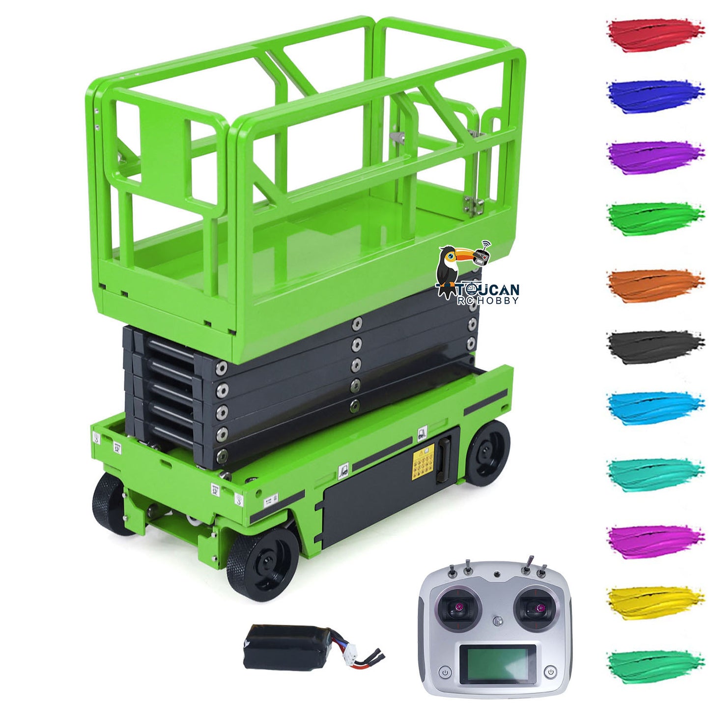 CUT Model 1/14 Radio Control Hydraulic Aerial Work Platform 25.6Inches Lift Height Metal Construction Vehicle TOUCAN Painting