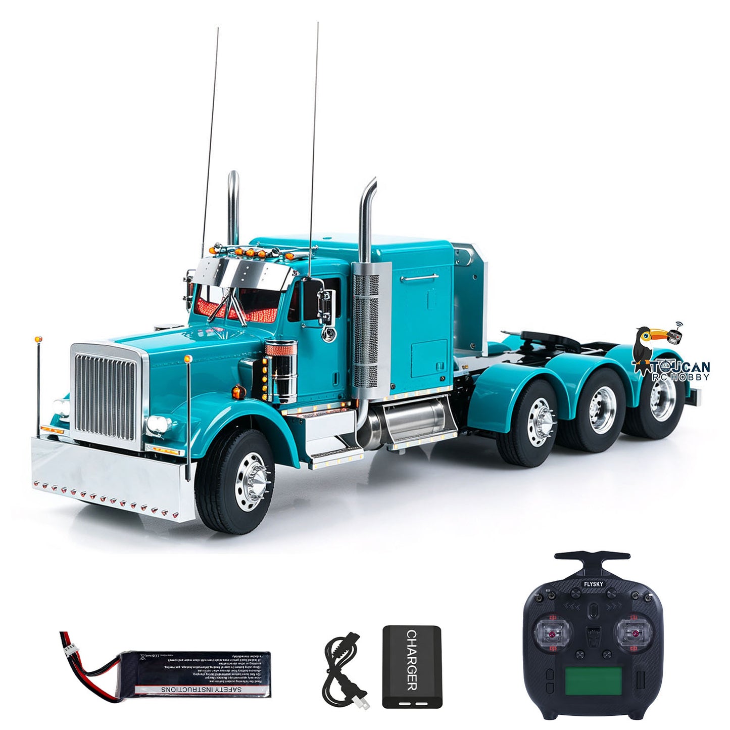 TOUCAN 8X6 Metal Chassis 1/14 RC Tractor Truck 56344 Grand Hauler Lorry Brushless Motor ESC Mid Lift Axle Lock RTR Smoke Radio