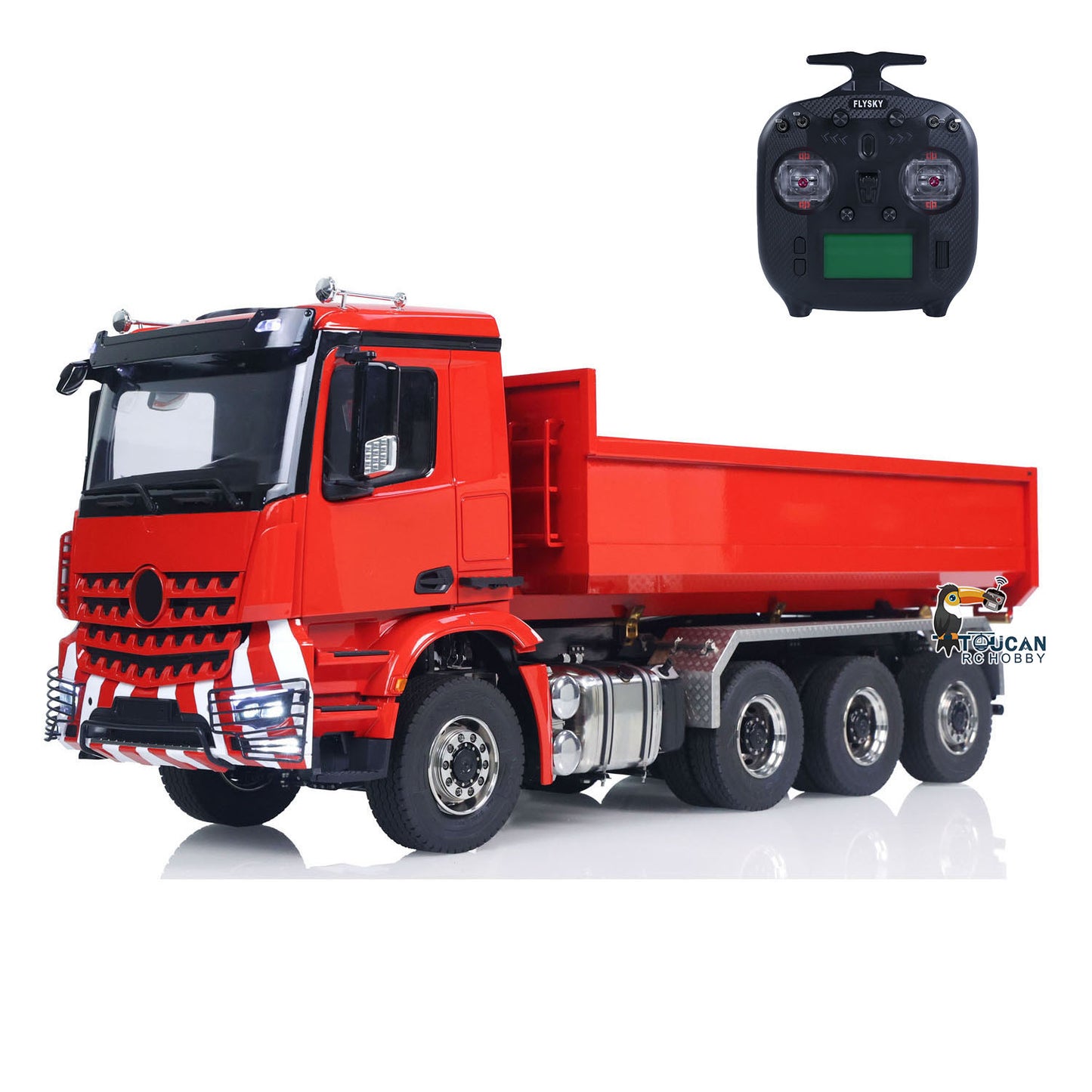 1/14 8x8 RC Hydraulic Roll On Full Dump Truck Remote Control Dumper Car with U-shaped Short Bucket ESC Servo Motor