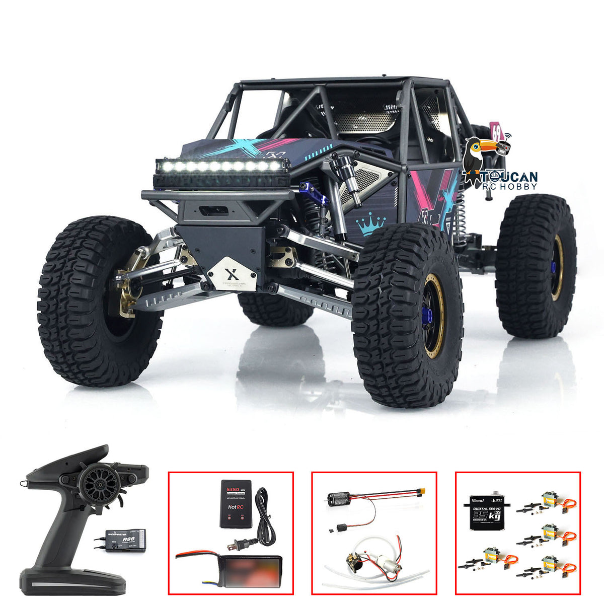 US Stock Capo U4 Queen CD1582X 1/8 4*4 Metal RC Crawler 2 Speed Radio Control Racing Vehicle Light Sounds Smoke Battery for RC Model Enthusiast