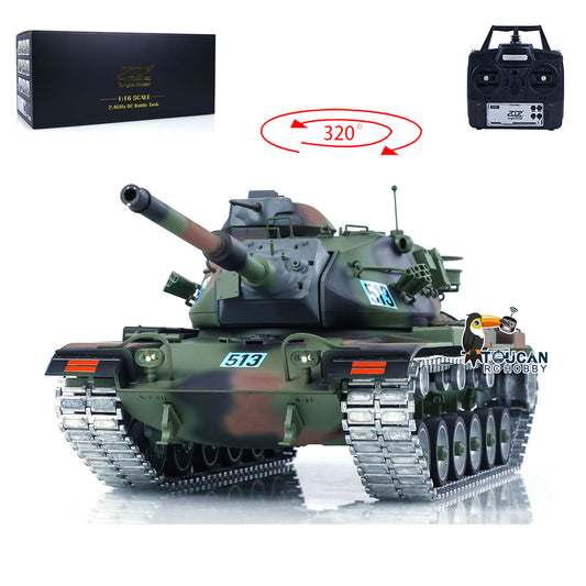 1/16 RC Tank M60A3 Remote Control Battle Tanks Camo Green Metal Wheels Tracks LED Light Sound Infrared Battle System Metal Wheel