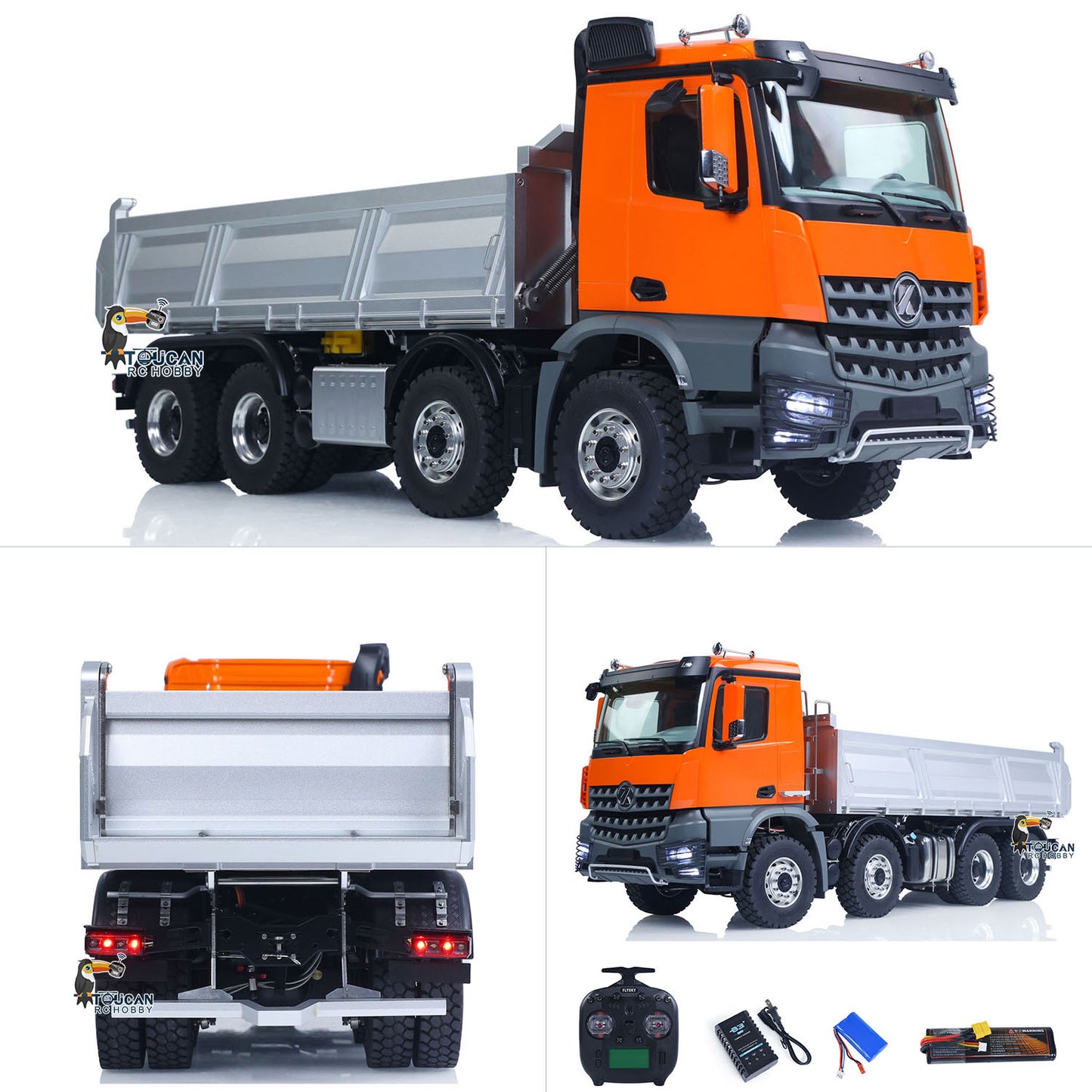 1/14 Kabolite K3367 8x8 Metal Hydraulic RC Tipper Remote Control Dump Truck Sonud Light 2Speed Model Battery ST8 Radio Axle Lock