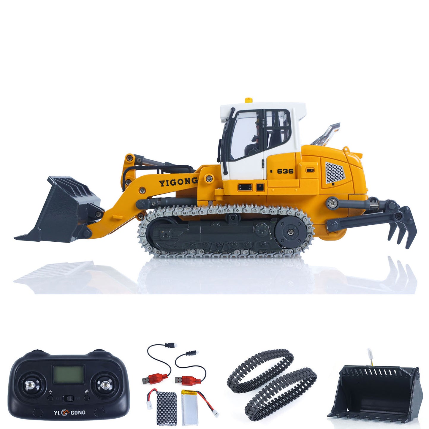 Fast Shipping 1:50 RC Electric Lifting Tracked Loader LR636 2.4G Construction Vehicle Metal Bucket Tracks Ripper RTR Model Light Sound Battery
