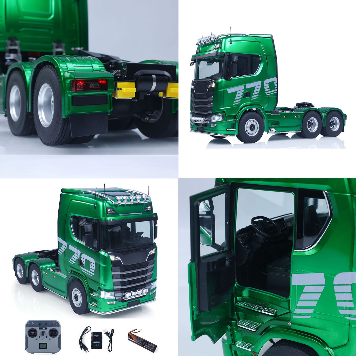 Fast Shipping 1/14 KABOLITE RC Tractor Truck 770S 100 6X6 2Speed Romote Control Vehicle Axle Locks Metal Chassis Rail Openable Door RTR